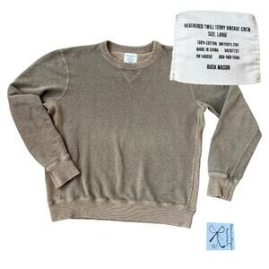 Buck Mason Heathered Twill Terry Vintage Crewneck Sweatshirt Men's Sz L As-is